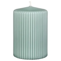 Stumpenkerze smaragd 4er Set Antika mit Rillen 13×7 cm
