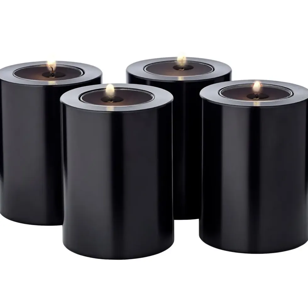Stumpenkerze Teelichthalter schwarz Cornelius 4er Set Edzard