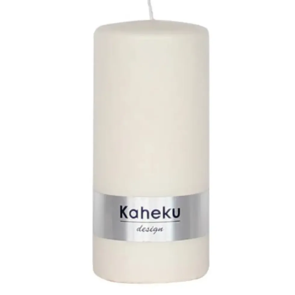 Stumpenkerze weiß 4er Set Powder Kaheku creme 7×15 cm