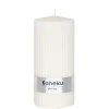 Stumpenkerze weiß 4er Set Powder Kaheku Rillenstruktur creme 7×15 cm