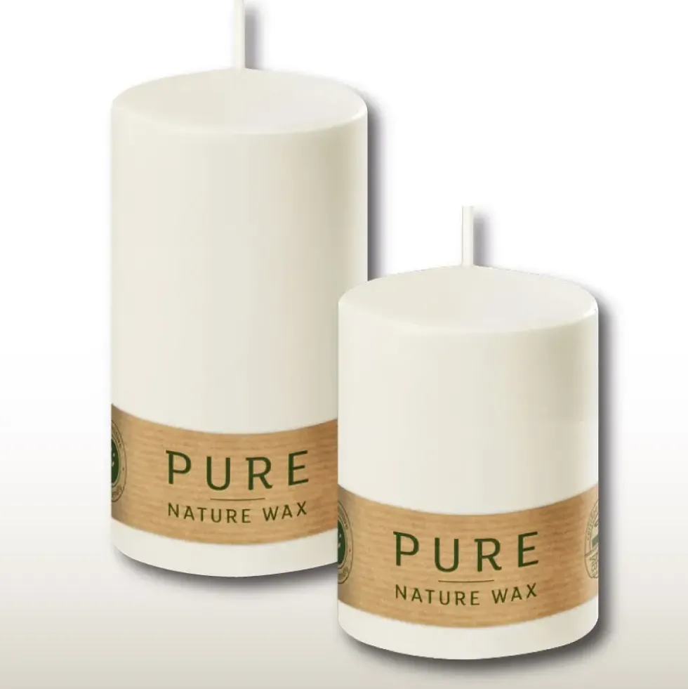 Stumpenkerze weiß 4er Set Pure Naturwachs