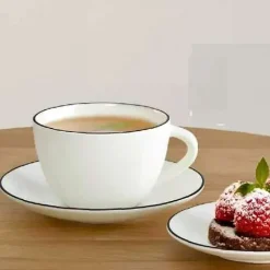 Tasse mit Untertasse weiß Asa ligne noire