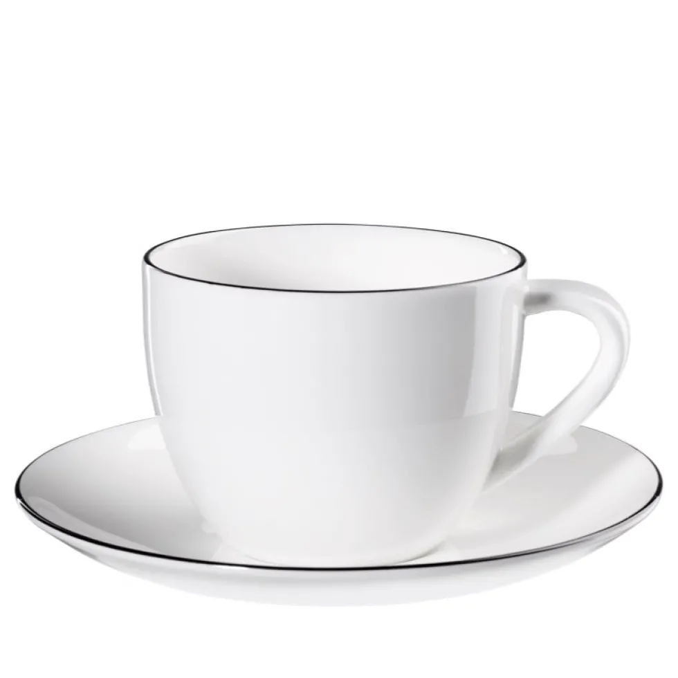 Tasse mit Untertasse weiß Asa ligne noire