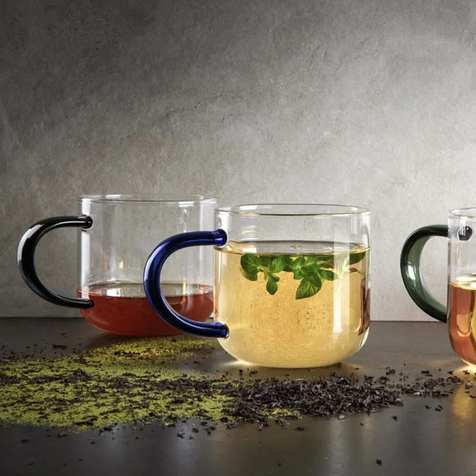 Teeglas mit Henkel ASA verschiedenfarbige Henkel 400 ml