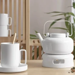 Teekanne Porzellan ASA Sonoko weiß mit Edelstahlfilter