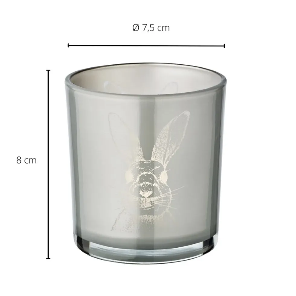Teelichthalter Edzard Ostern Hase grau gold 2er Set