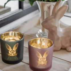 Teelichthalter Edzard Ostern Hase grün gold 2er Set