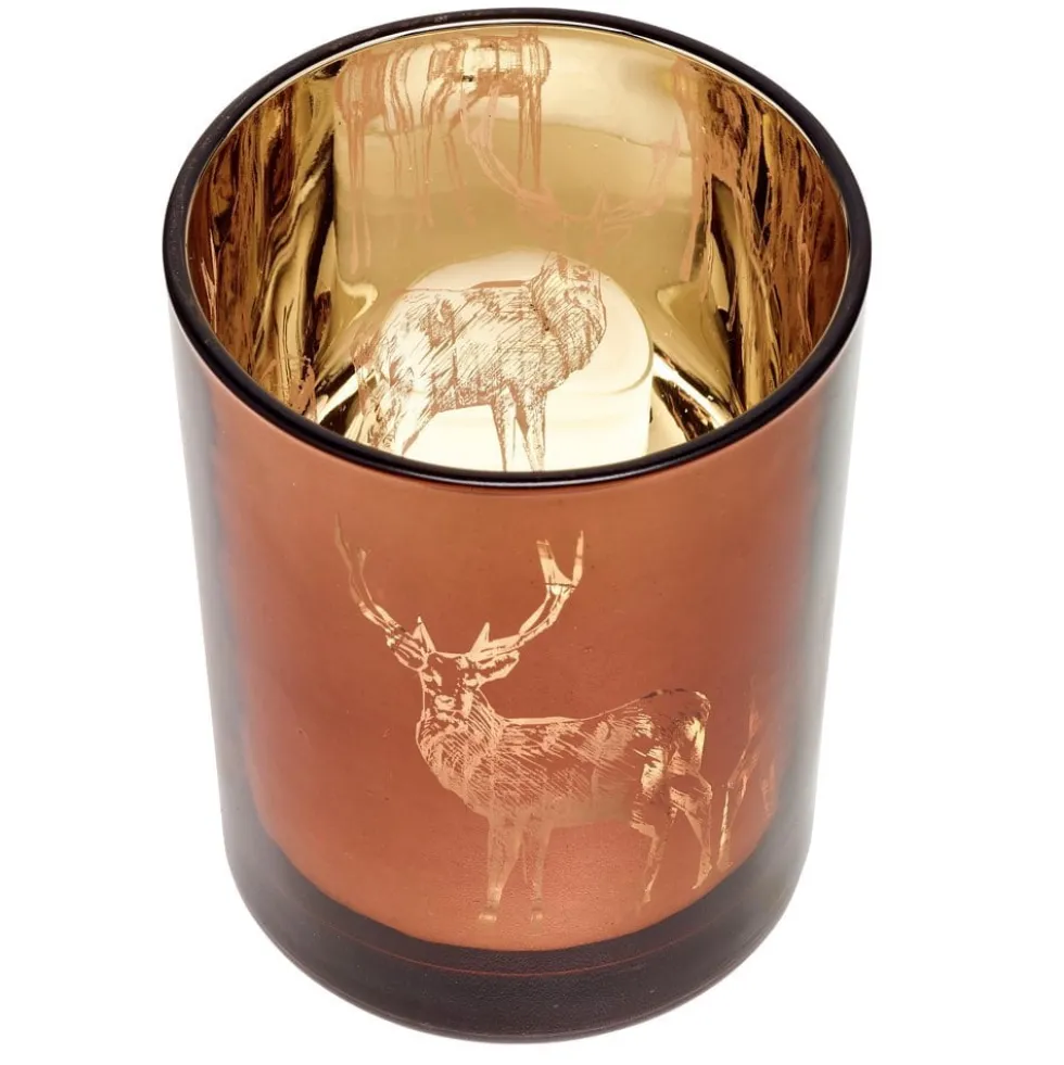 Teelichthalter Glas Hirsch Dian Edzard braun