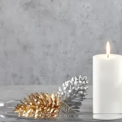 Tischdeko Weihnachten 6er Set Zapfen Zavo Holz Höhe 10 cm silber