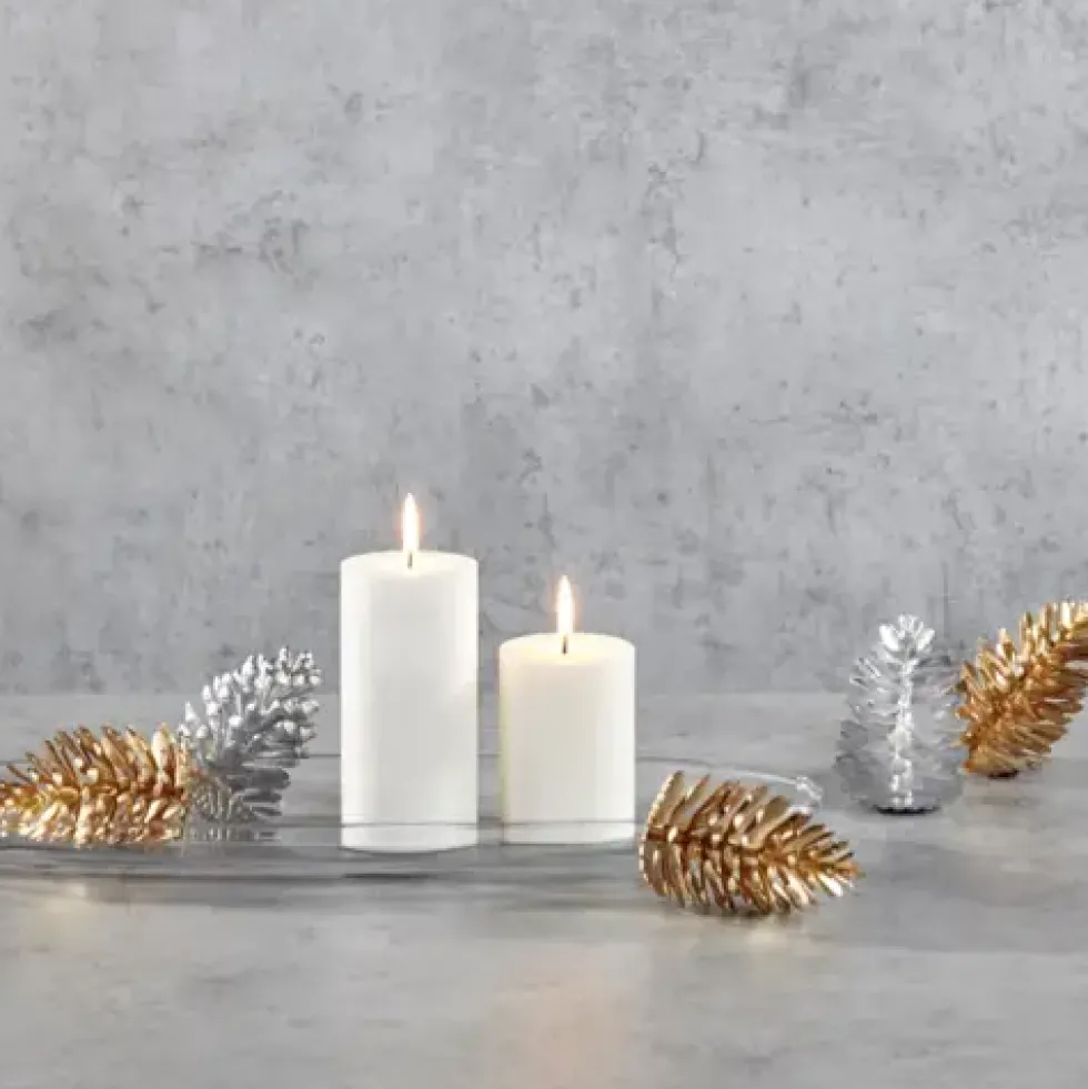 Tischdeko Weihnachten 6er Set Zapfen Zavo Holz Höhe 10 cm silber