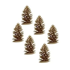 Tischdeko Weihnachten 6er Set Zapfen Zavo Holz Höhe 10 cm silber