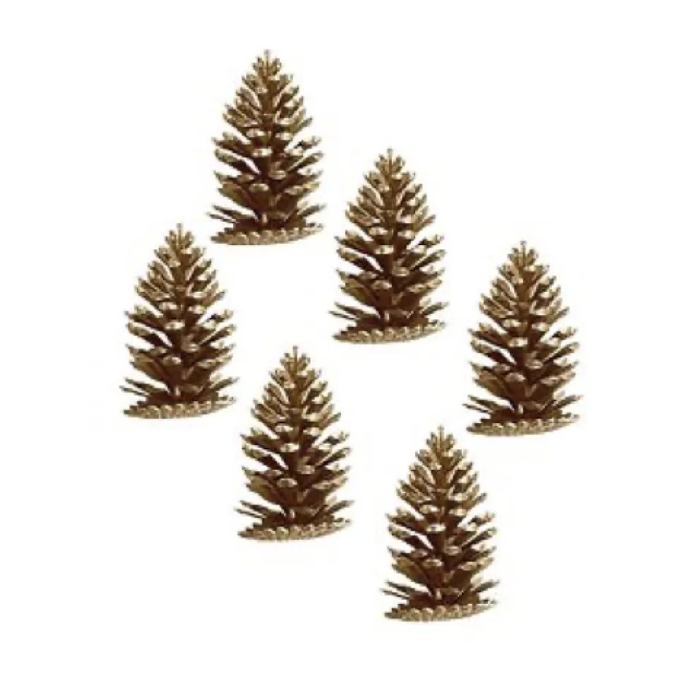 Tischdeko Weihnachten 6er Set Zapfen Zavo Holz Höhe 10 cm silber