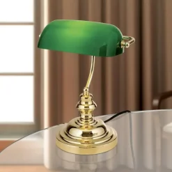 Tischlampe Bankerlampe grün Höhe 36 cm