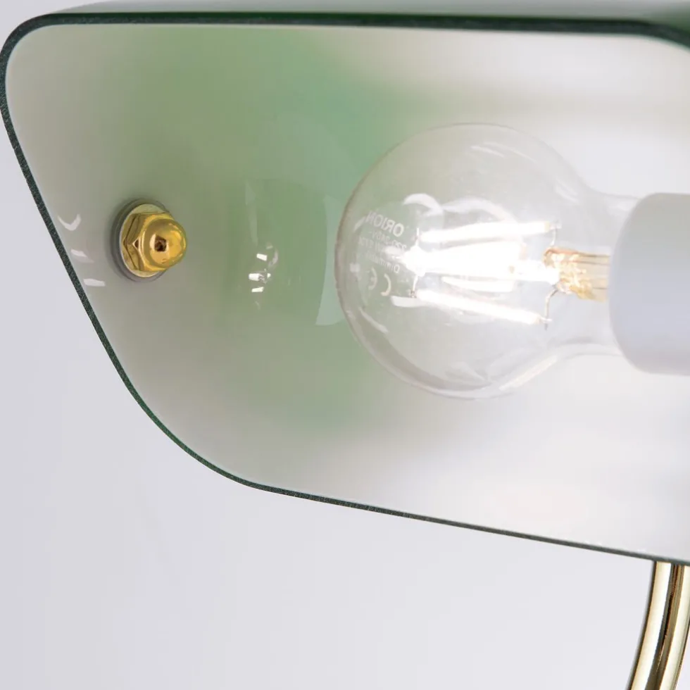 Tischlampe Bankerlampe grün Höhe 36 cm