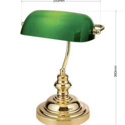Tischlampe Bankerlampe grün Höhe 36 cm