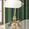 Tischlampe Bankerlampe weiß Höhe 36 cm