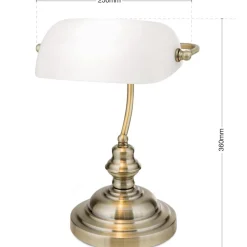 Tischlampe Bankerlampe weiß Höhe 36 cm