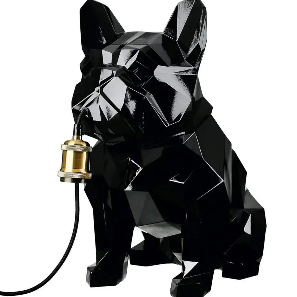 Tischlampe Bulldogge schwarz Höhe 46 cm