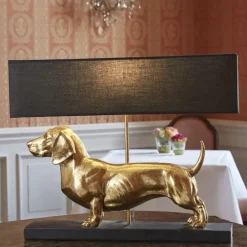 Tischlampe Dackel gold Vienna Werner Voß Höhe 48 cm