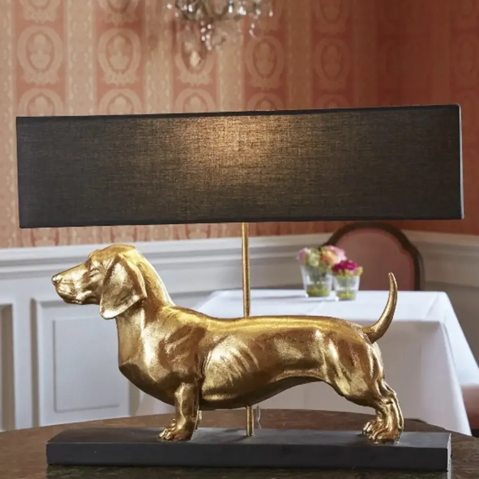 Tischlampe Dackel gold Vienna Werner Voß Höhe 48 cm