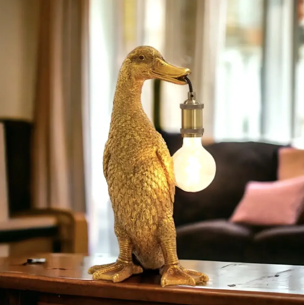 Tischlampe Ente DONNY gold Höhe 48 cm
