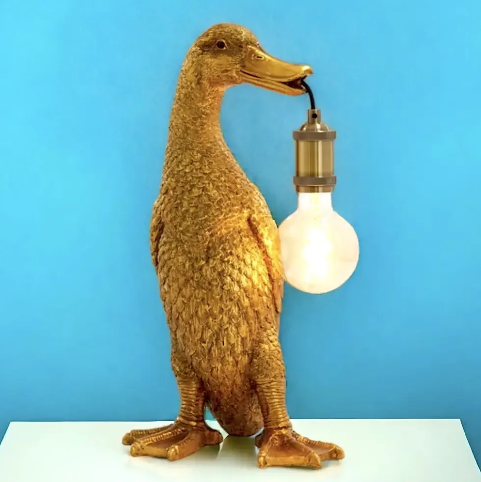 Tischlampe Ente DONNY gold Höhe 48 cm