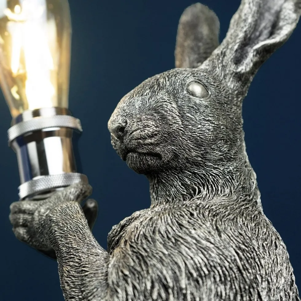 Tischlampe Hase Meister Lampe silber Werner Voß Höhe 48 cm