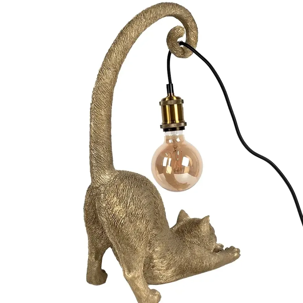 Tischlampe Katze gold Chloe Höhe 49 cm