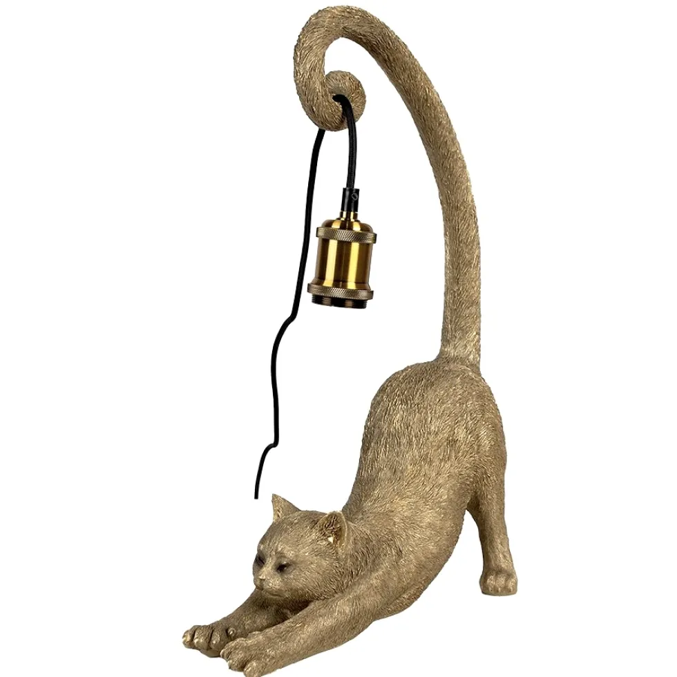 Tischlampe Katze gold Chloe Höhe 49 cm