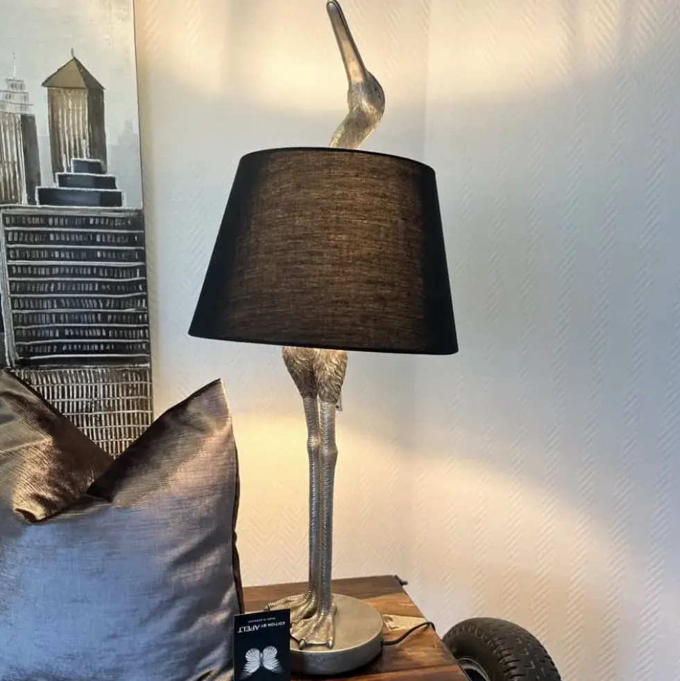 Tischlampe Kranich silber Höhe 82 cm