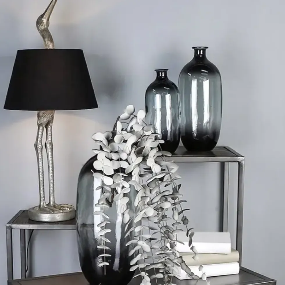 Tischlampe Kranich silber Höhe 82 cm
