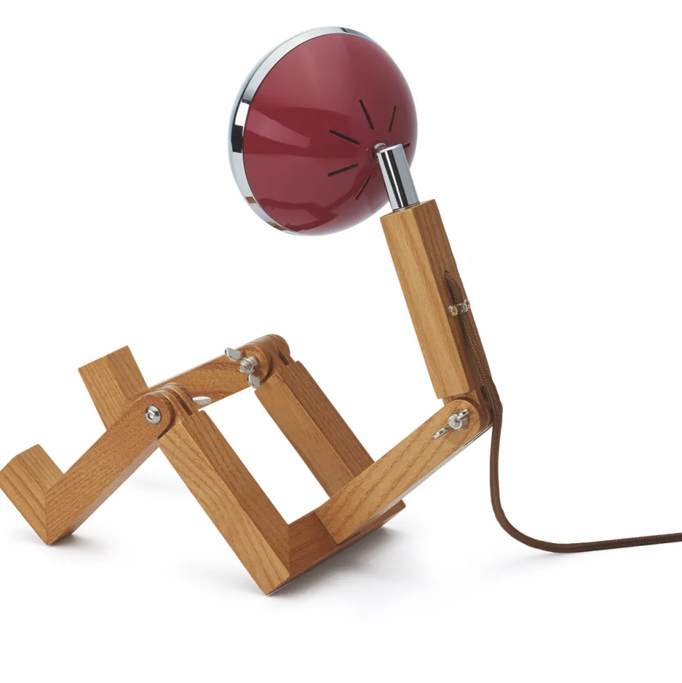 Tischlampe MINI WATTSON Piffany Copenhagen rot aus Eschenholz