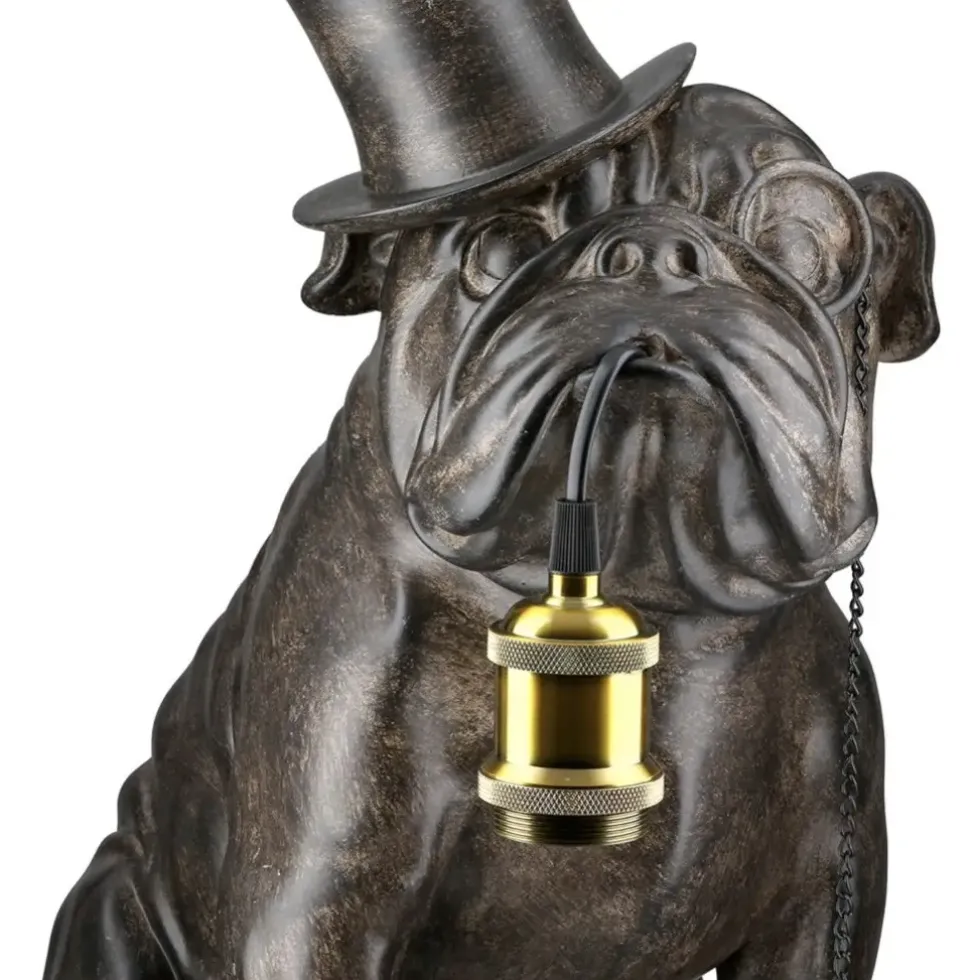 Tischlampe Mops BUDDY braun Höhe 42 cm