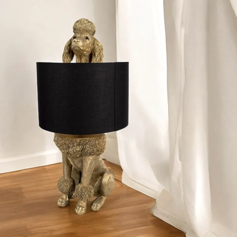 Tischlampe Pudel LUDWIG gold Höhe 57 cm