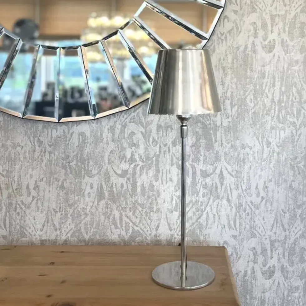 Tischlampe silber modern Somerset Kaheku Höhe 40 cm