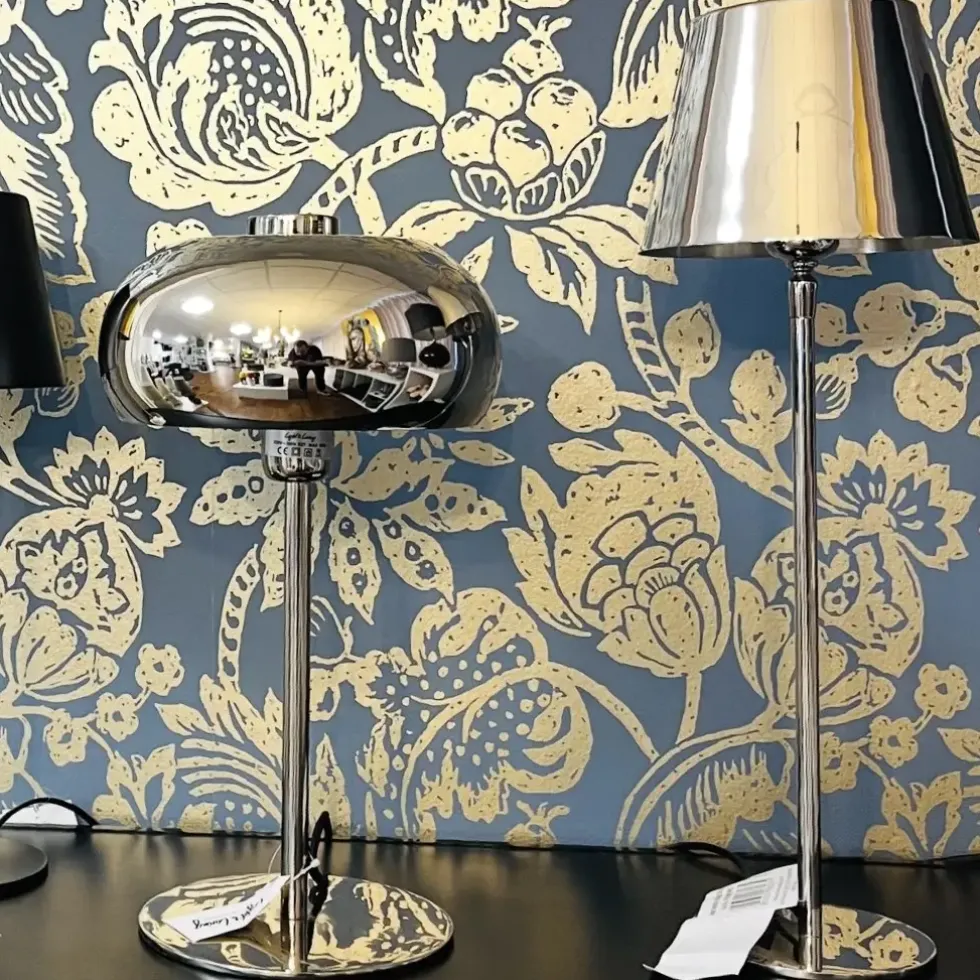 Tischlampe silber SURIN vernickelt Höhe 40 cm