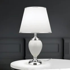 Tischlampe weiß Odelia chrom Höhe 48 cm