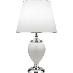 Tischlampe weiß Odelia chrom Höhe 48 cm