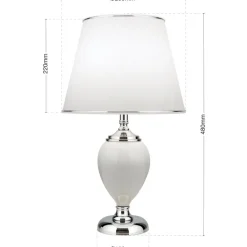 Tischlampe weiß Odelia chrom Höhe 48 cm