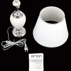 Tischlampe weiß Odelia chrom Höhe 48 cm