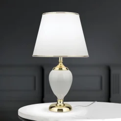 Tischlampe weiß ODELIA gold Höhe 48 cm