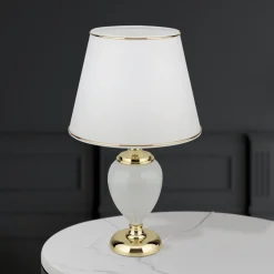 Tischlampe weiß ODELIA gold Höhe 48 cm