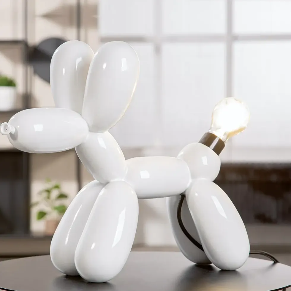 Tischleuchte Ballonhund weiß Höhe 35 cm