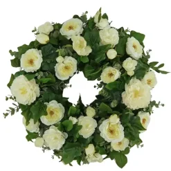 Türkranz Blumenkranz Eukalyptus mit Rosen cremeweiß Durchmesser 38 cm
