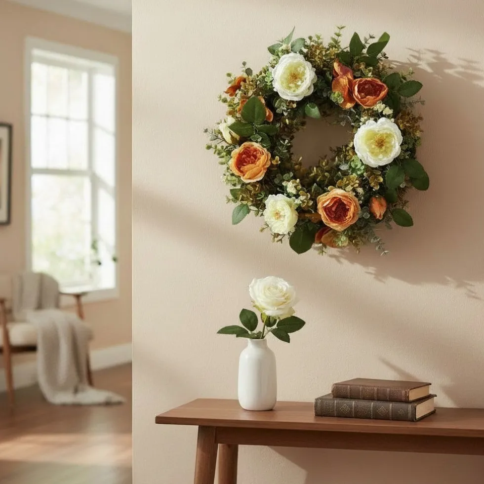 Türkranz Blumenkranz Eukalyptus mit Rosen Durchmesser 30 cm