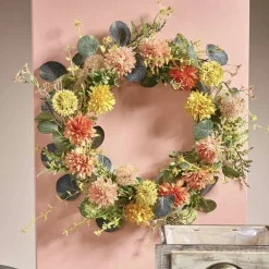 Türkranz Blumenkranz Frühling Deko Dahlien Durchmesser 45 cm