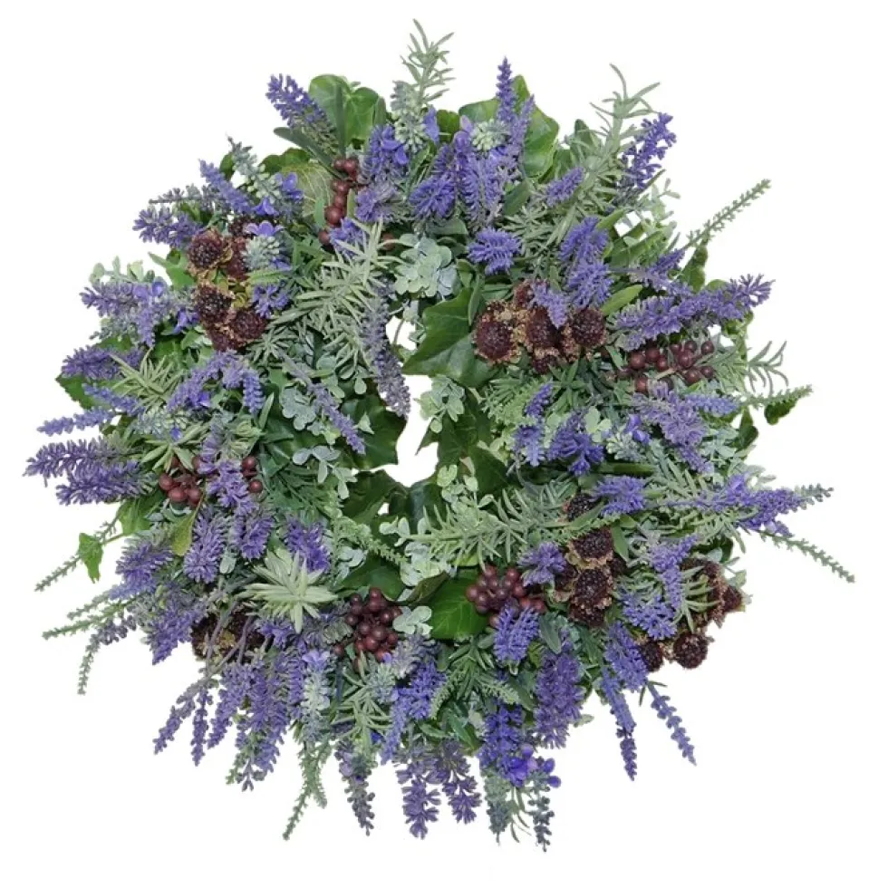 Türkranz Blumenkranz mit Seidenblumen Lavendel Durchmesser 40 cm