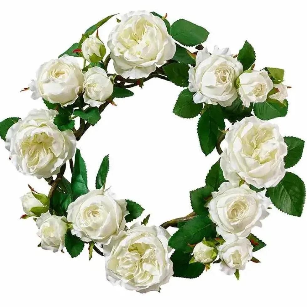 Türkranz Rosen Deko Kranz weiß Durchmesser 35 cm