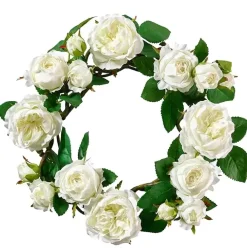 Türkranz Rosen Deko Kranz weiß Durchmesser 35 cm