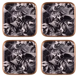Untersetzer 4er Set SAIGON BLACK LEAVES GiftCompany Metall 10×10 cm
